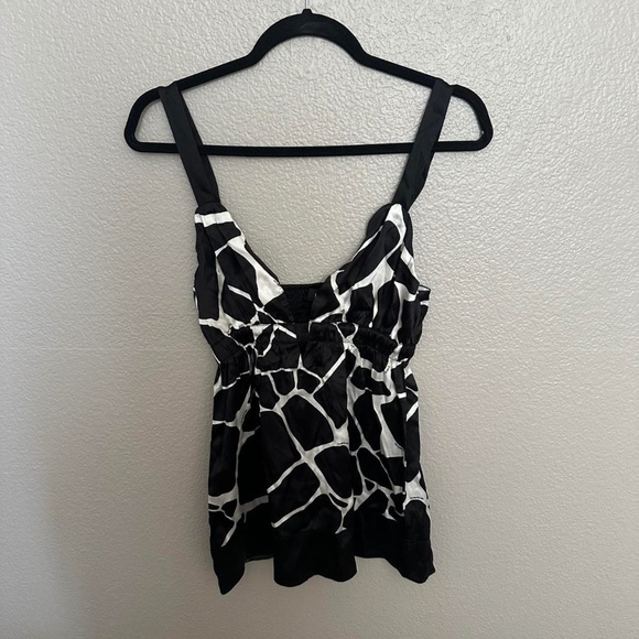 BEBE Vintage Y2K Silk Keyhole Tank Top, Empire Waist, Giraffe Print, Sz S - Picture 1 of 5